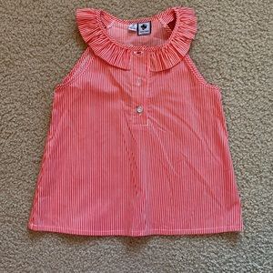 Striped Red ruffle top size 6
